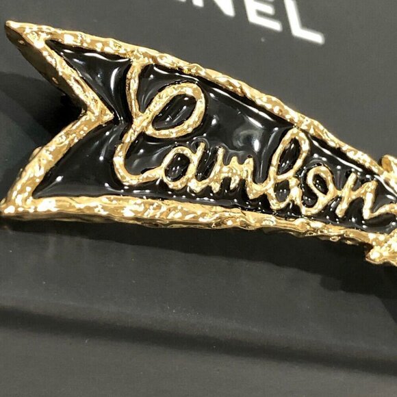 CHANEL Black CC Logo Shooting Star Brooch Gold Tone Pin B24P Auth w/Box #22214 - Picture 2 of 9